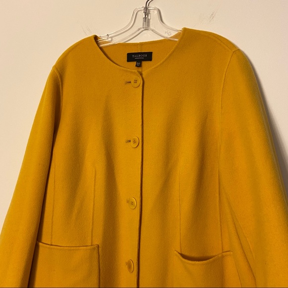 Talbots Mustard Yellow Button Up Long Wool Jacket - Picture 5 of 13